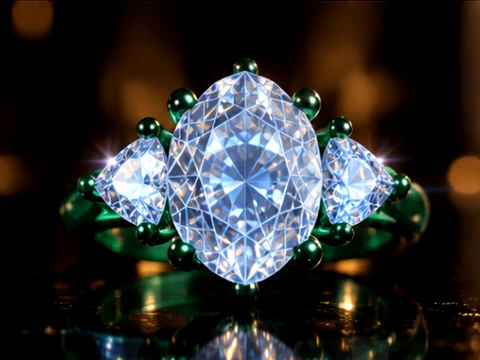 Luxury Oval Three Stone Ring 3D Print Model