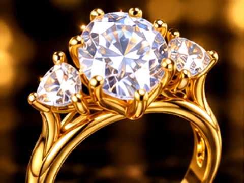 Luxury Oval Three Stone Ring 3D Print Model