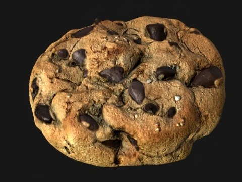 Realistic Chunky Chocolate Chip Cookie PBR 3D Model