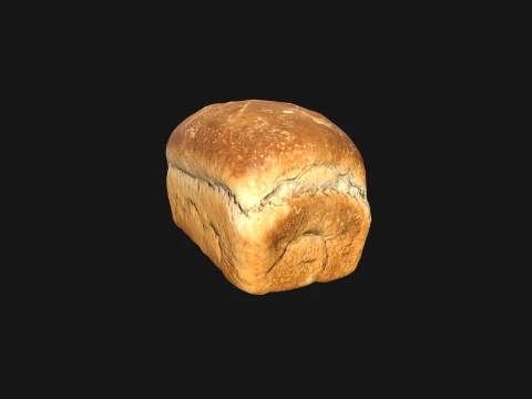 White Sandwich Bread Loaf - Clean Topology 3D Model