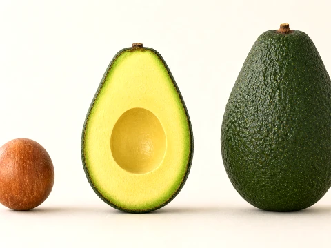 Avocado Set - Whole Half and Seed 3D Model