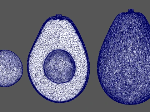 Avocado Set - Whole Half and Seed 3D Model