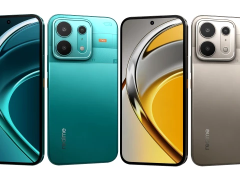 Realme P4s 5G Electric Cyan And Titanium Gray 3D Model
