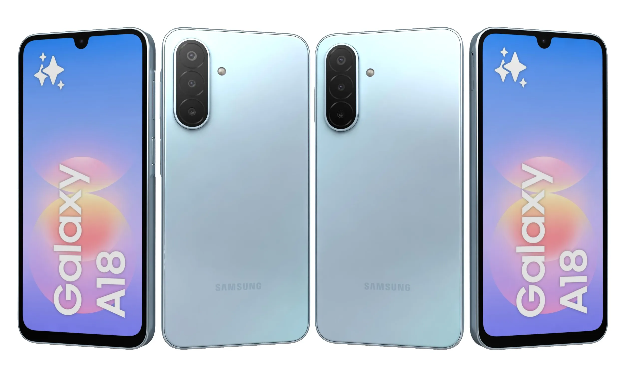 Samsung Galaxy A18 4G Light blue 3D Model .c4d .max .obj .3ds .fbx .stl .blend 