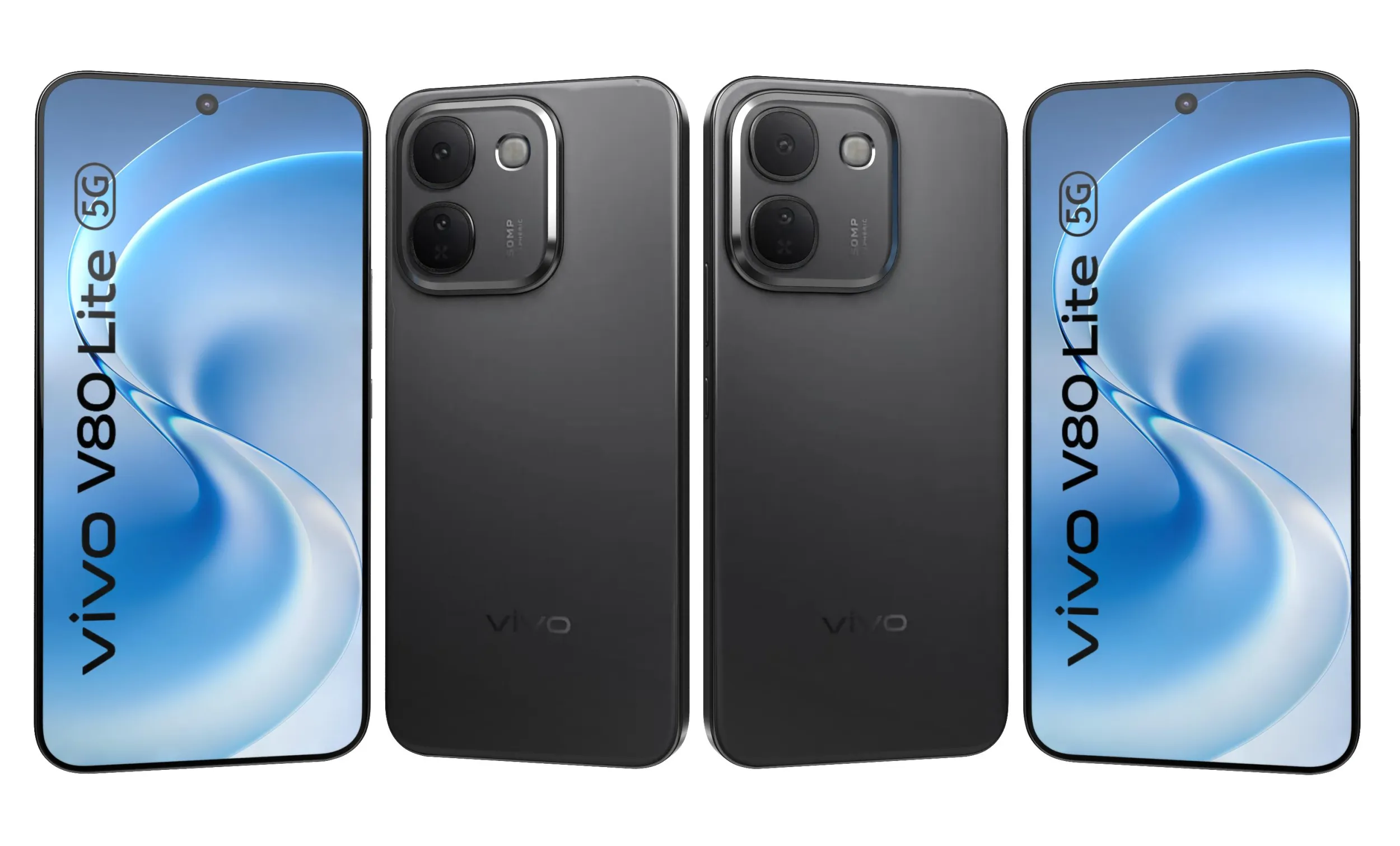 Vivo V80 Lite 5G Black 3D Model .c4d .max .obj .3ds .fbx .stl .blend 