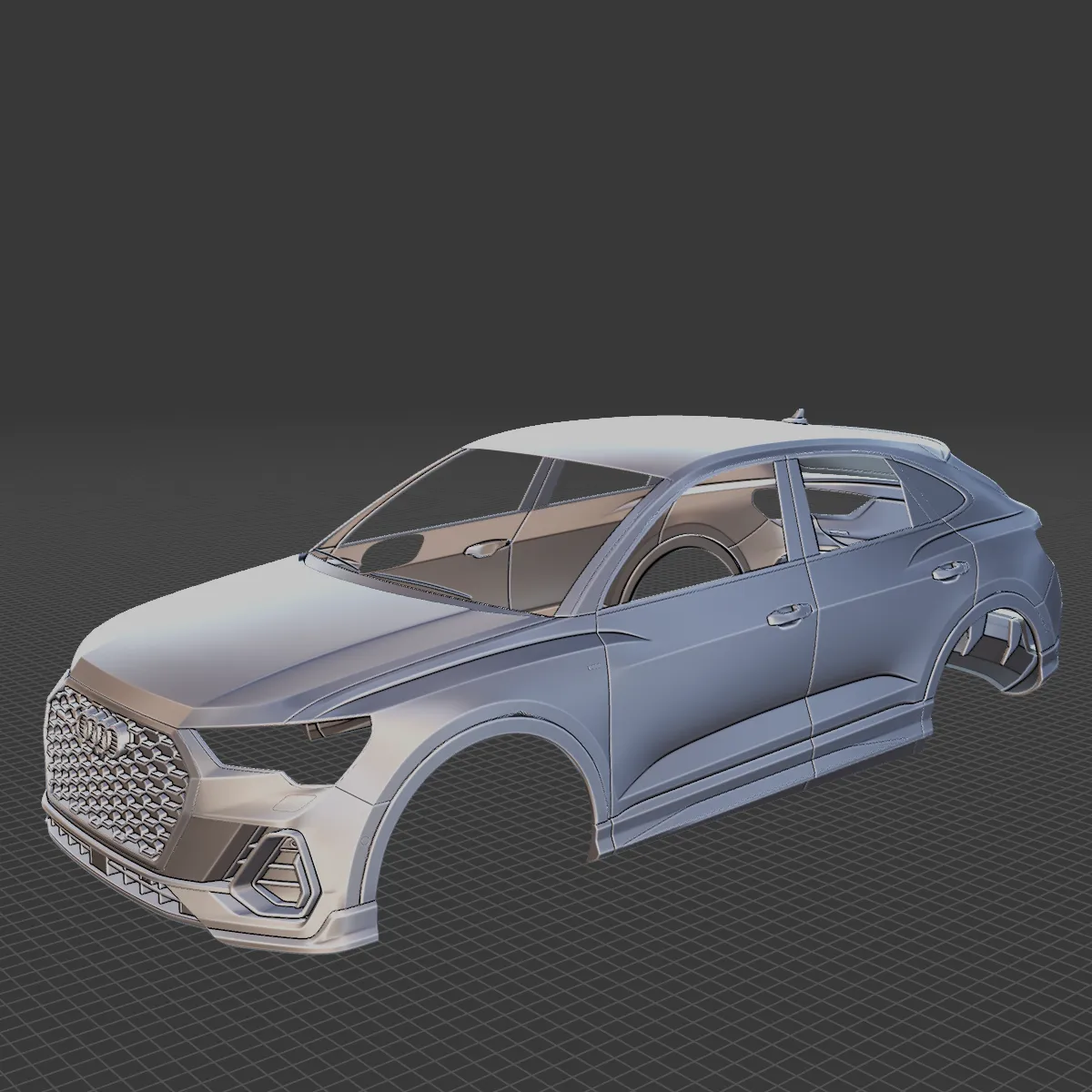 2020 Audi Q3 Sportback Body 3D Print Model .c4d .max .obj .3ds .fbx .stl .blend 