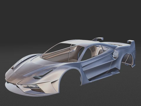 Ferrari 7X Design GTO Vision Body STL 3D Print Model