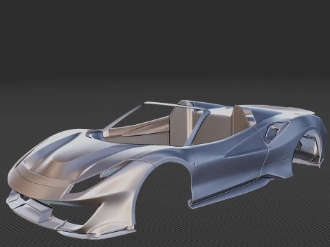 2019 Ferrari 488 Pista Spider Body STL 3D Print Model