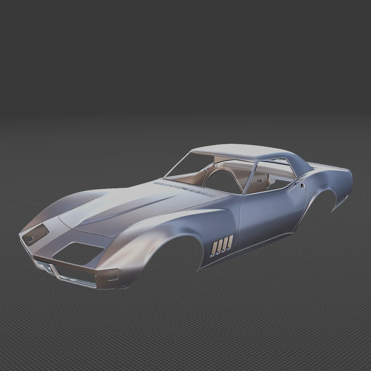 Chevrolet Corvette 1968 Body STL 3D Model .c4d .max .obj .3ds .fbx .stl .blend 