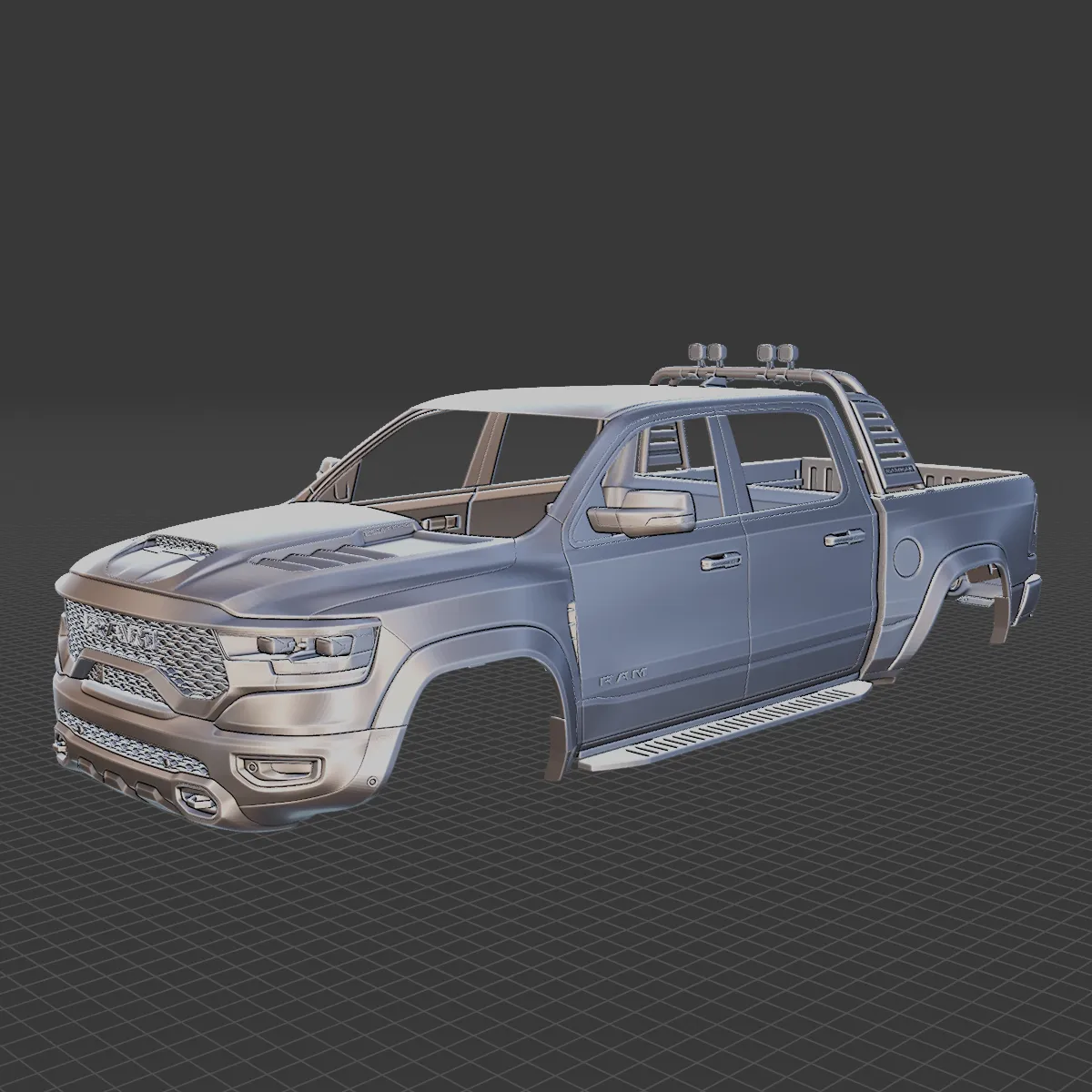 Dodge RAM 1500 TRX Body STL 3D Model .c4d .max .obj .3ds .fbx .stl .blend 