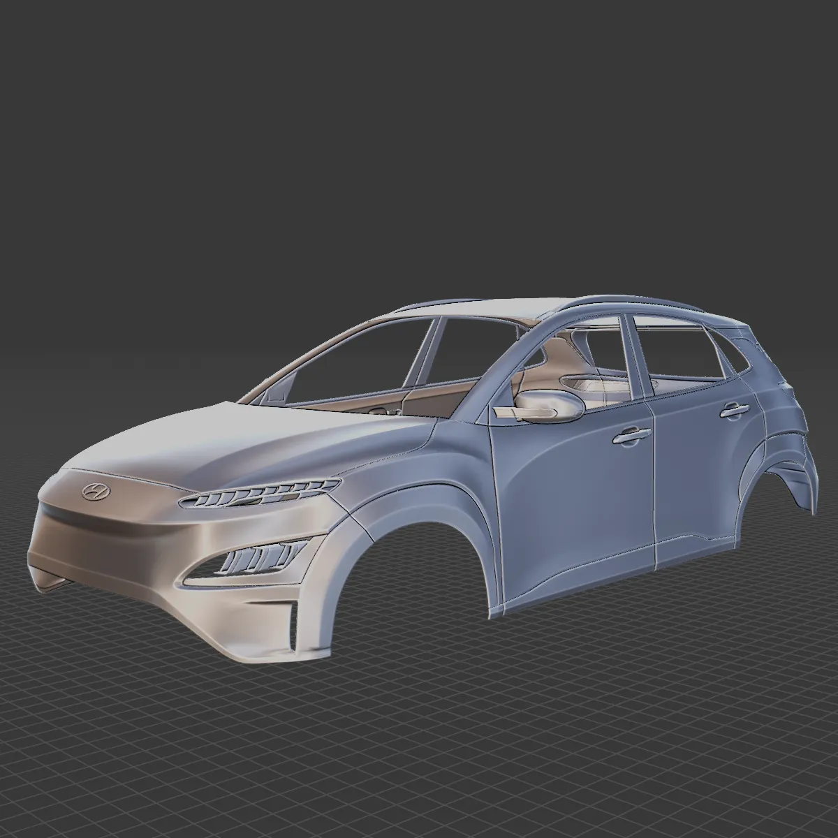 Hyundai Kona Electric 2022 Body STL 3D Model .c4d .max .obj .3ds .fbx .stl .blend 