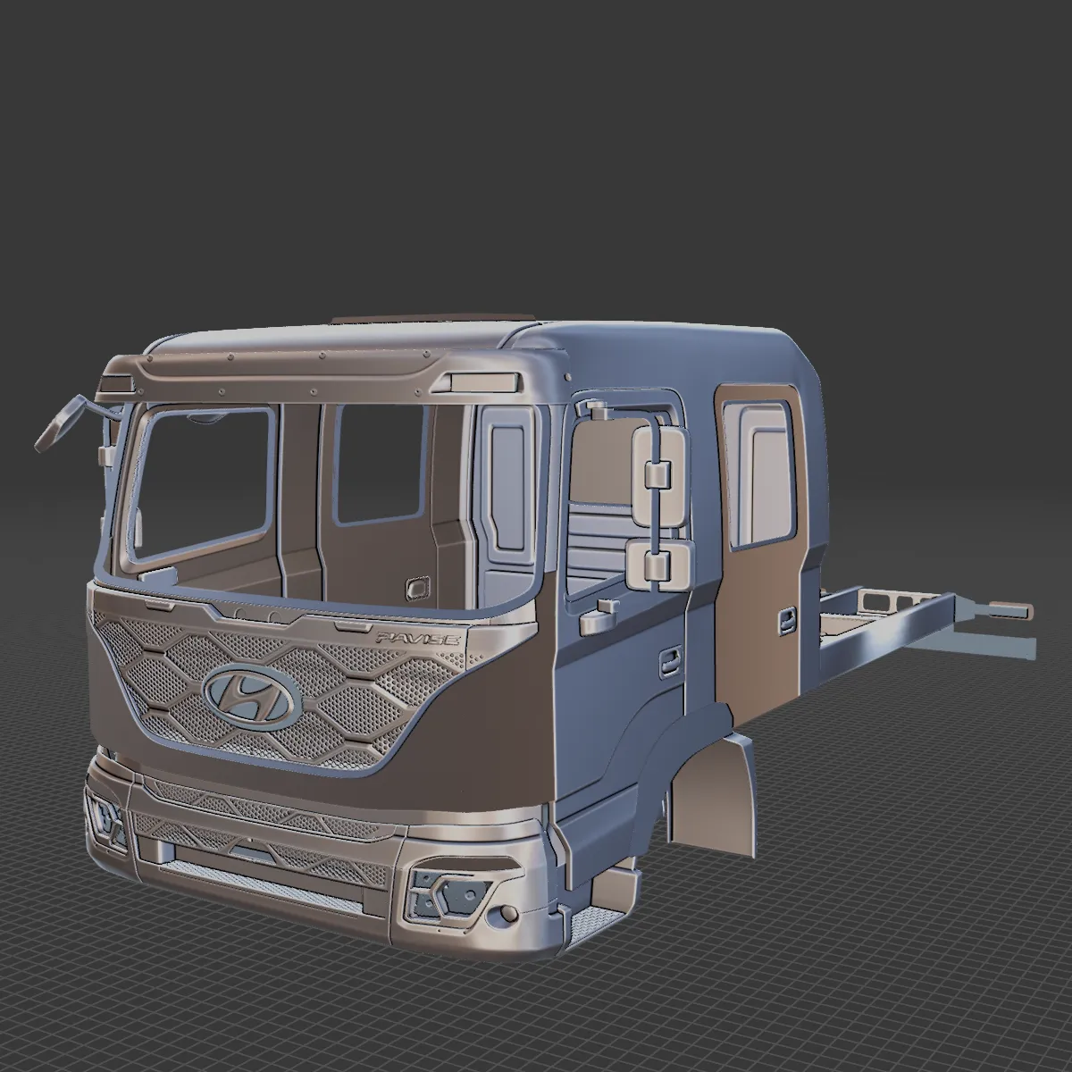 Hyundai Pavise Double Cab Truck 2019 Body STL 3D Model .c4d .max .obj .3ds .fbx .stl .blend