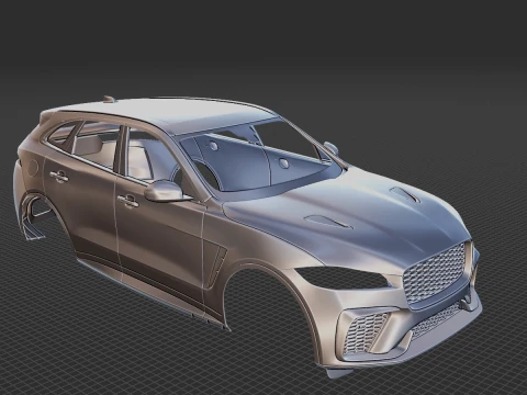 Jaguar F-Pace SVR 2023 Body STL 3D Model