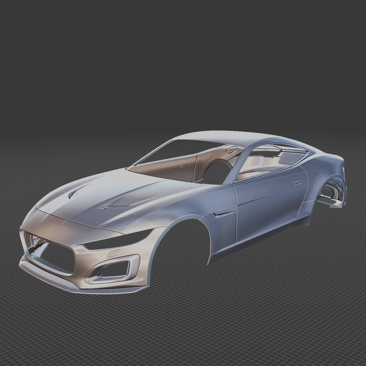 Jaguar F-Type R Coupe 2021 Body STL 3D Model .c4d .max .obj .3ds .fbx .stl .blend 