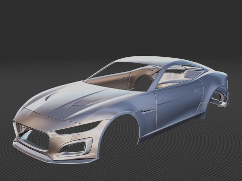 재규어 F-타입 R 쿠페 2021 바디 STL 3D 모델