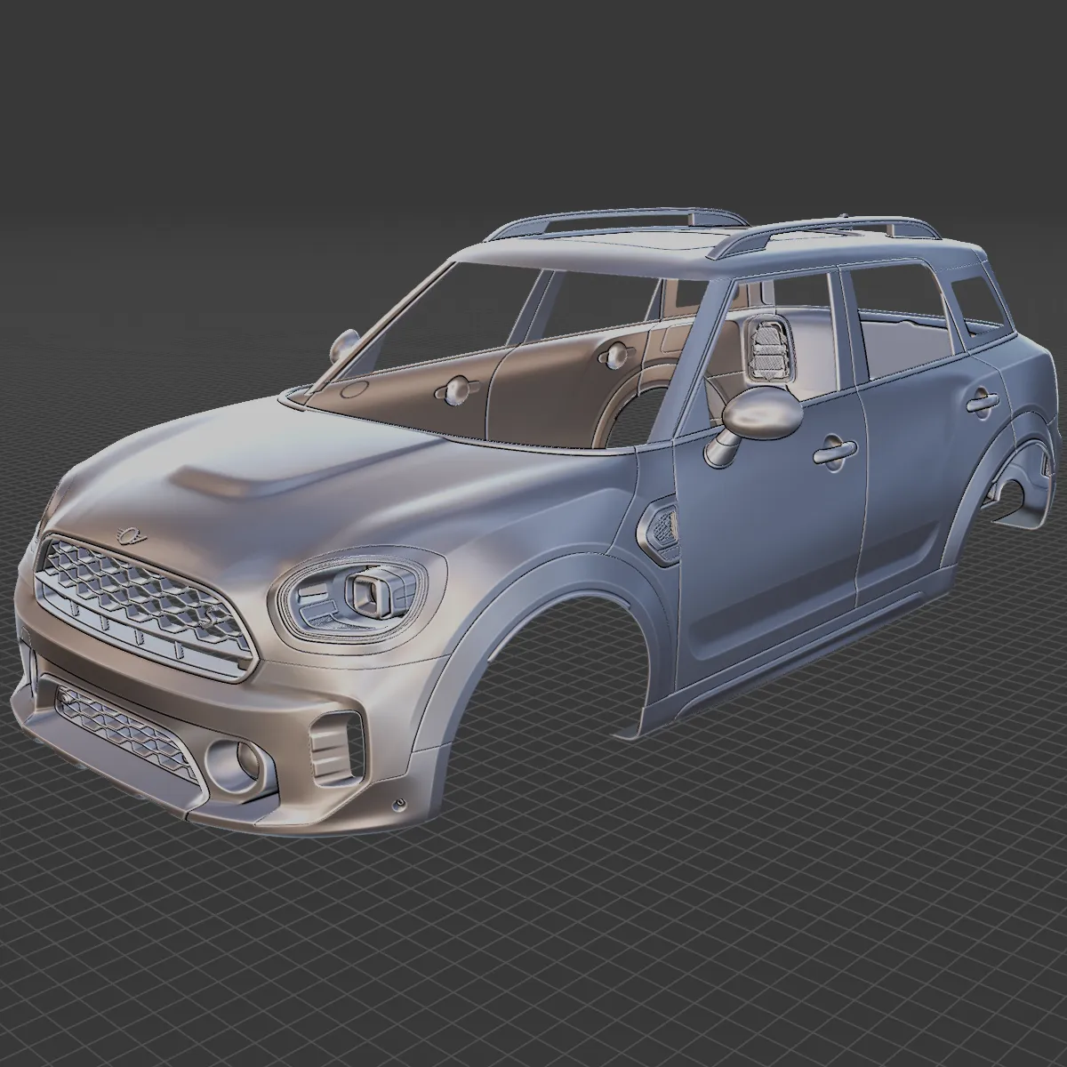 Mini Countryman S 2021 Body STL 3D Model .c4d .max .obj .3ds .fbx .stl .blend 