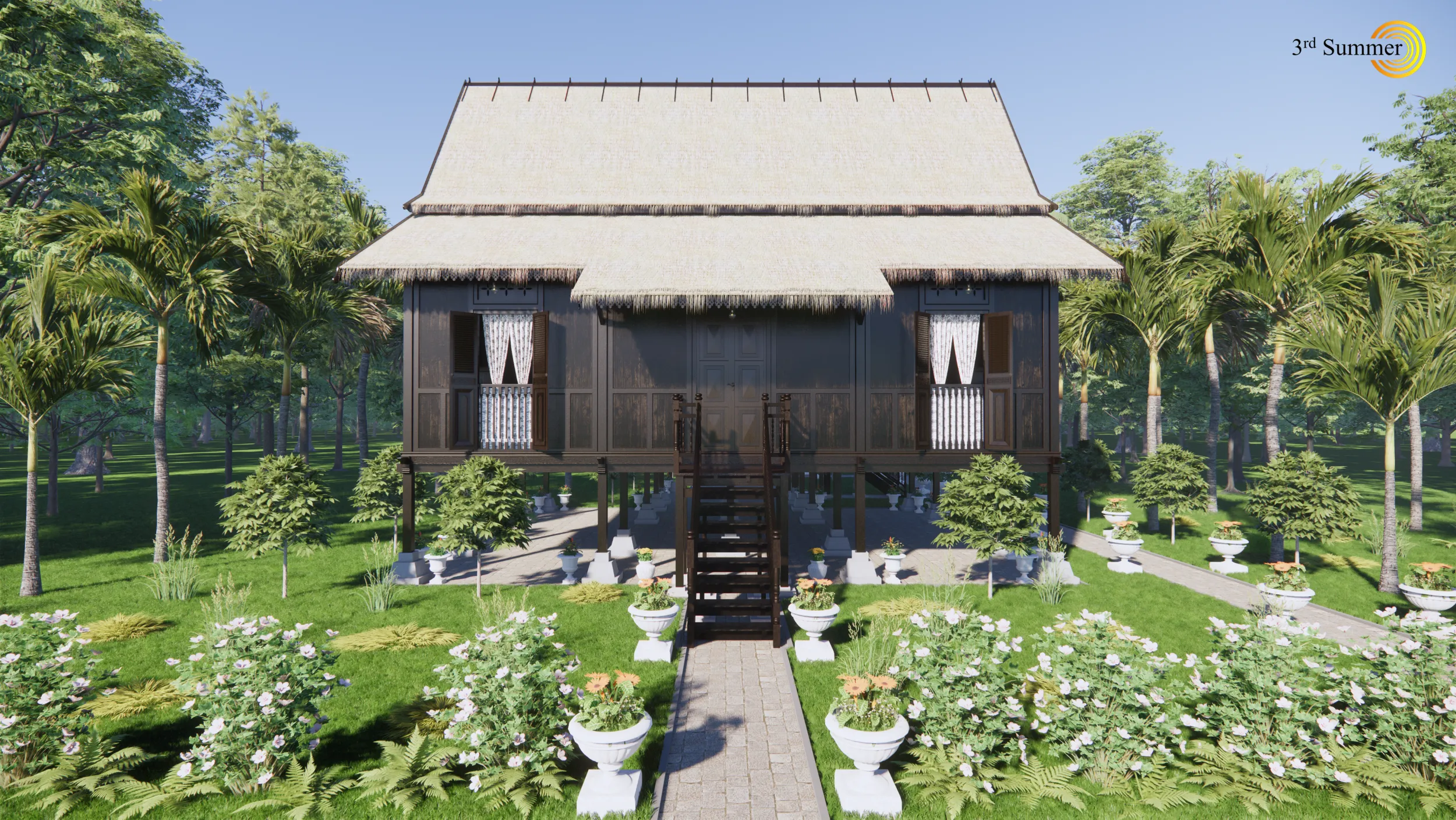 Pahang Traditional House of Malaysia 3D Model .c4d .max .obj .3ds .fbx .stl .blend 