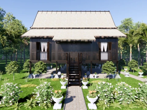 Pahang Traditional House of Malaysia 3D Model
