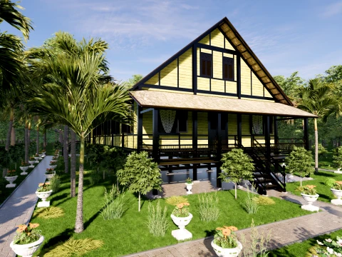 Godang Traditional House of Sambas West Borneo - Type 1 3D Model