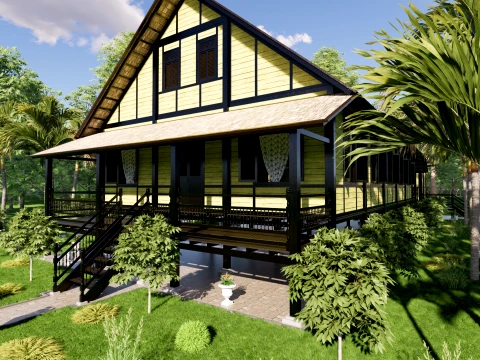 Godang Traditional House of Sambas West Borneo - Type 1 3D Model