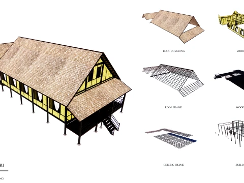 Godang Traditional House of Sambas West Borneo - Type 1 3D Model
