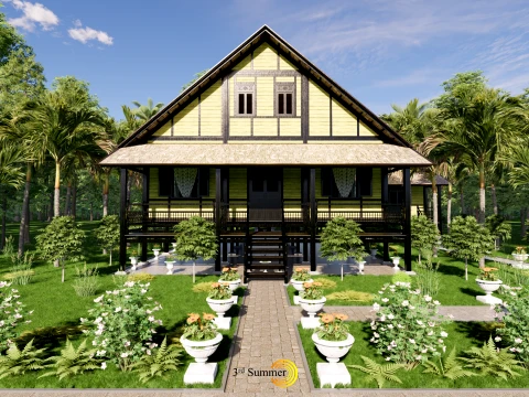 Godang Traditional House of Sambas West Borneo - Type 2 3D Model