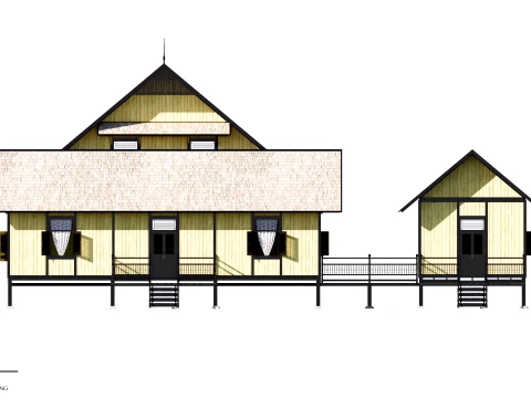 Godang Traditional House of Sambas West Borneo - Type 3 3D Model