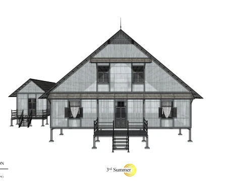 Godang Traditional House of Sambas West Borneo - Type 3 3D Model
