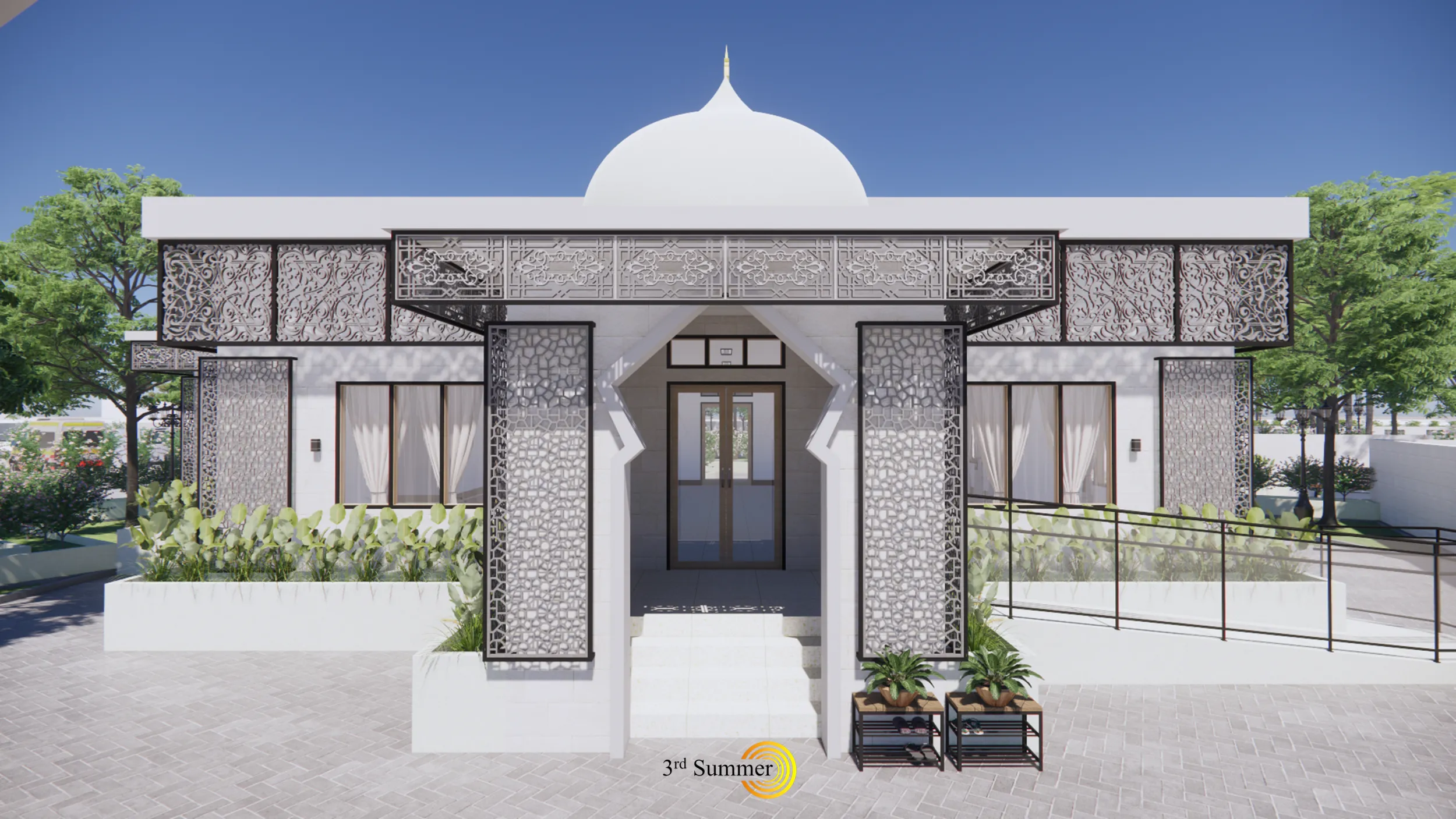 Mosque Of The Singkawang Planning Gallery 3D Model .c4d .max .obj .3ds .fbx .stl .blend