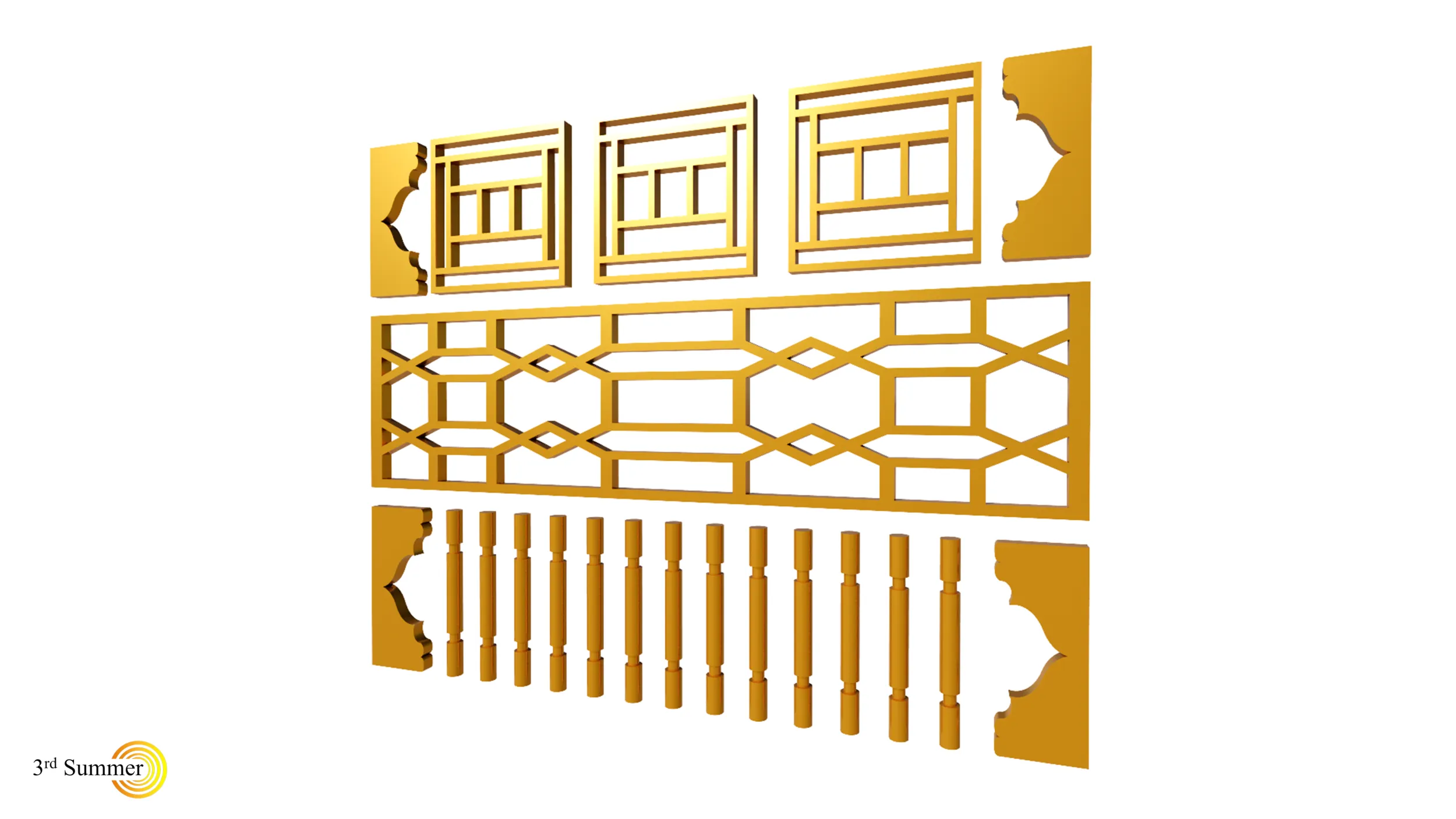 Gold Carving 15 3D Model .c4d .max .obj .3ds .fbx .stl .blend 