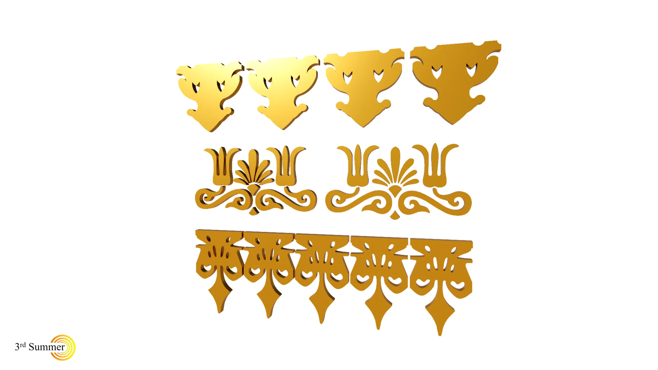 Gold Carving 20 3D Model .c4d .max .obj .3ds .fbx .stl .blend 
