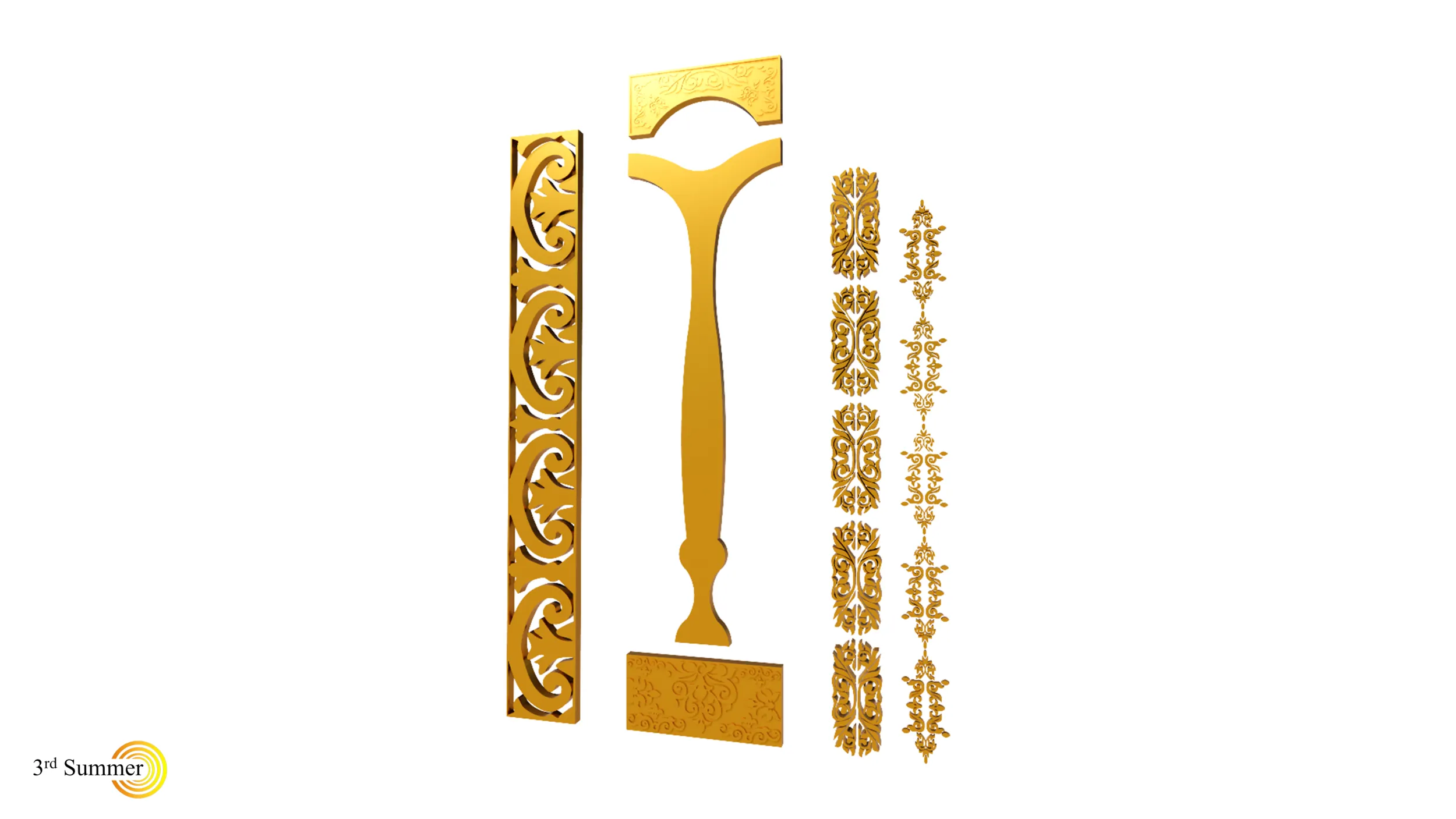 Gold Carving 25 3D Model .c4d .max .obj .3ds .fbx .stl .blend 