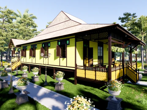 Limas Traditional House of Sambas West Borneo - Type 1 3D Model