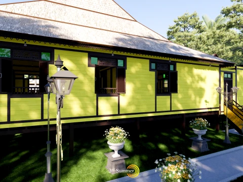 Limas Traditional House of Sambas West Borneo - Type 1 3D Model