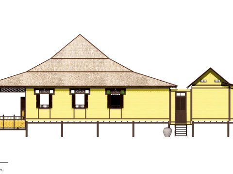 Limas Traditional House of Sambas West Borneo - Type 1 3D Model