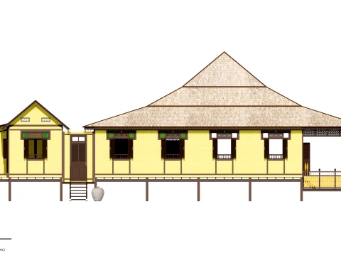 Limas Traditional House of Sambas West Borneo - Type 1 3D Model