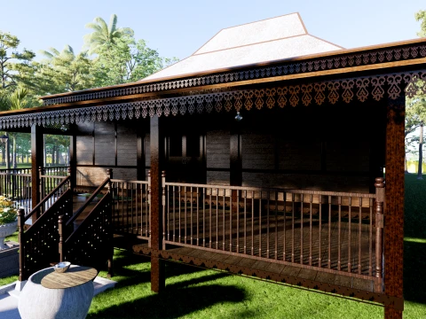 Limas Traditional House of Sambas West Borneo - Type 2 3D Model