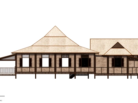 Limas Traditional House of Sambas West Borneo - Type 2 3D Model