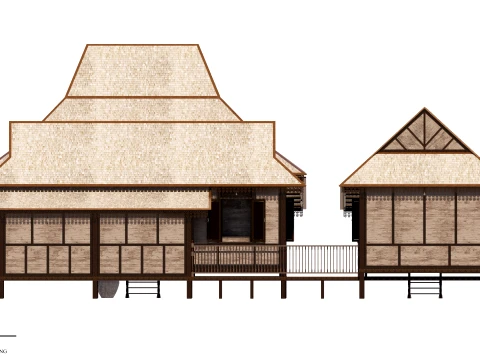 Limas Traditional House of Sambas West Borneo - Type 2 3D Model