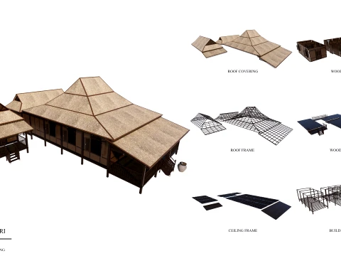 Limas Traditional House of Sambas West Borneo - Type 2 3D Model