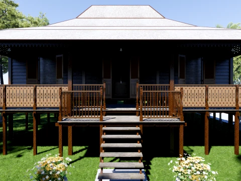 Limas Maison Traditionnelle de Sambas Born&eacute;o Ouest - Type 3 Modèle 3D