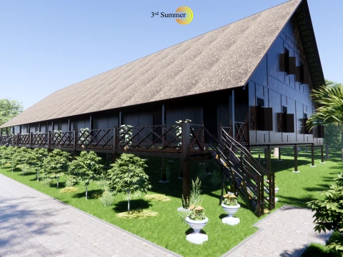 Dayak Iban Sarawak Traditional House of Malaysia Modelo 3D