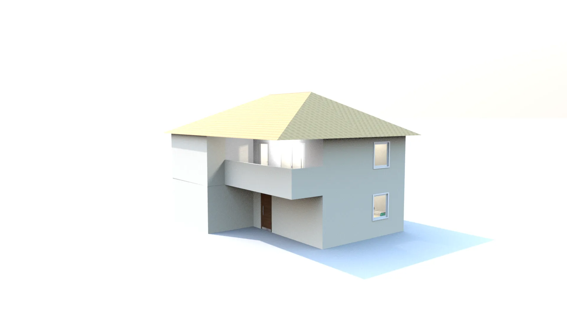 Modern TwoStory House LowPoly 3D Model .c4d .max .obj .3ds .fbx .stl .blend 