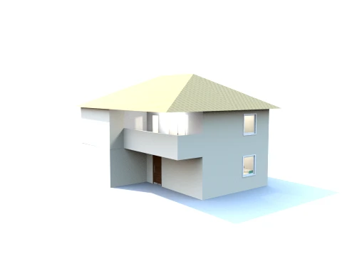 Modern TwoStory House LowPoly 3D Model