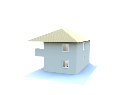 Modern TwoStory House LowPoly 3D Model