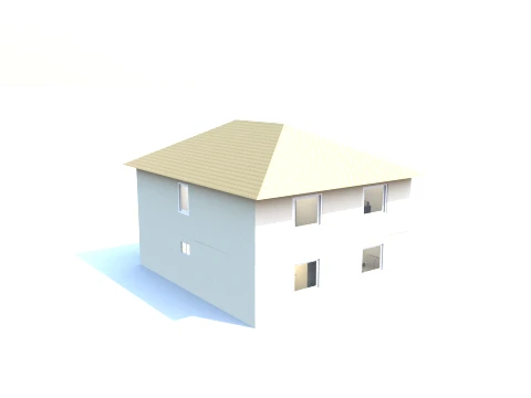 Modern TwoStory House LowPoly 3D Model