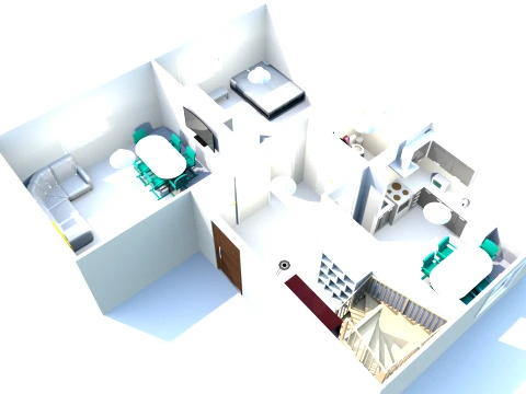Modern TwoStory House LowPoly 3D Model
