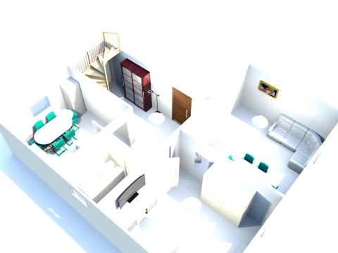 Modern TwoStory House LowPoly 3D Model
