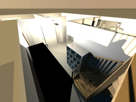 Modern TwoStory House LowPoly 3D Model
