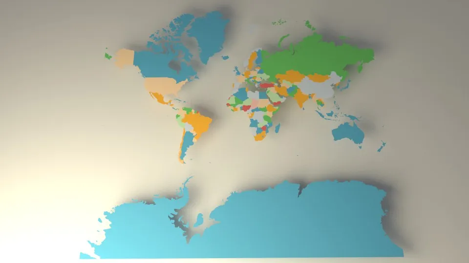 Worldmap Separated by Country 3D Model .c4d .max .obj .3ds .fbx .stl .blend 